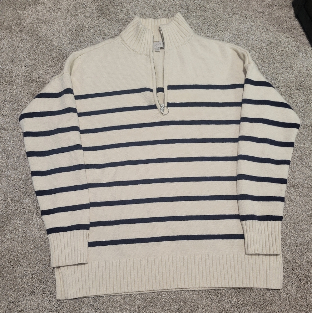 Men's Striped Sweater - Cream and Black